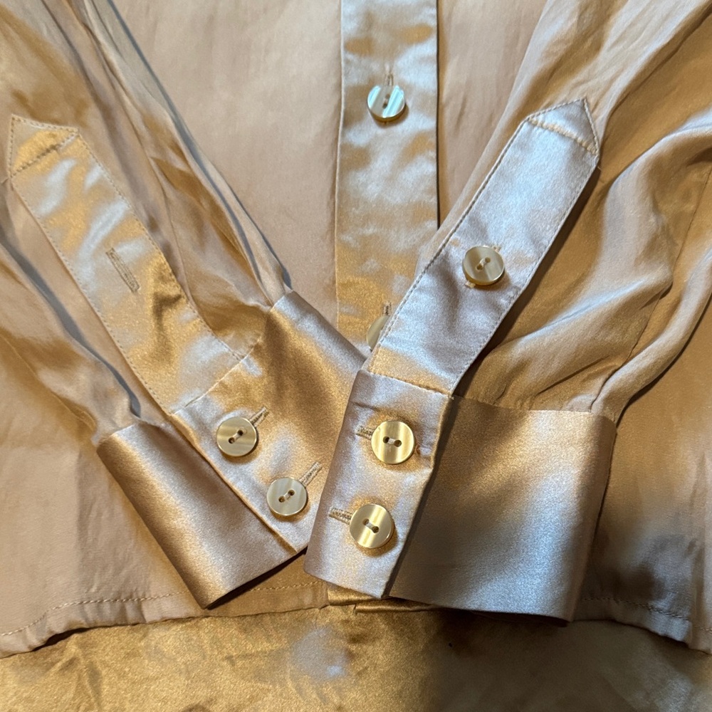 Pendleton Gold Satin Button Down Shirt - image 3